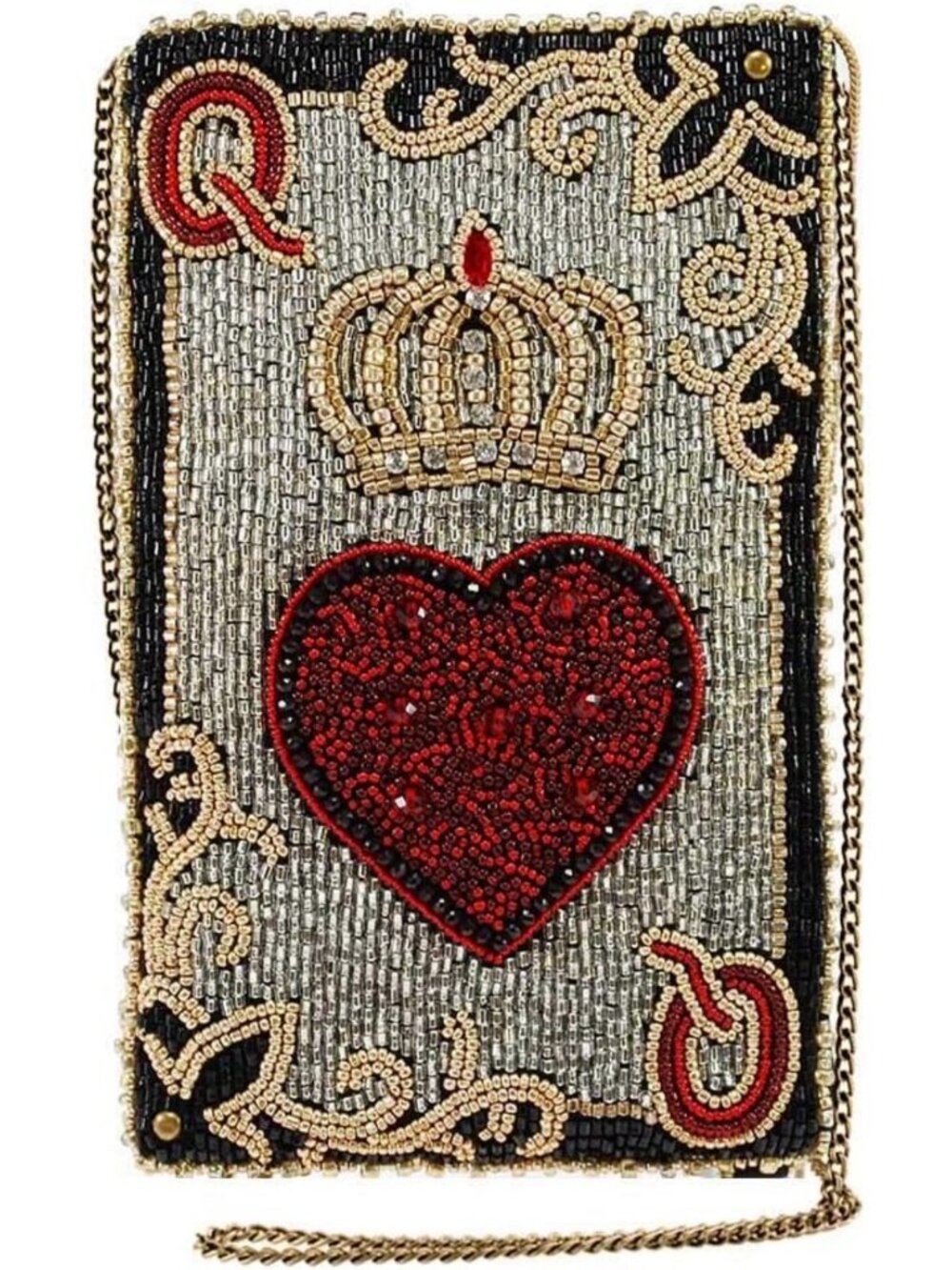 Beaded Crossbody Cell Phone Bag - Queen of Hearts Design, Multicolor Accessory